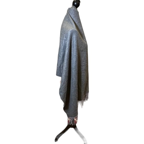 Unbranded Blanket Scarf Womens Long Rectangle Black Grey Reversible Soft Fringe - Picture 7 of 11